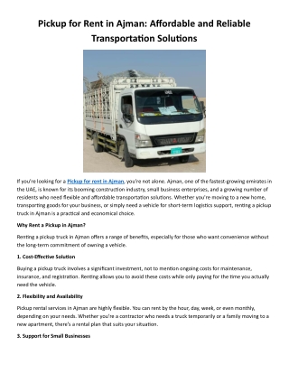 Pickup for Rent in Ajman