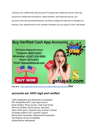 Buy Verified Cash App Accounts for Safe and Reliable Transfers