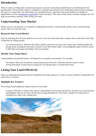 Maximizing Exposure When Selling Your Land