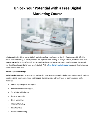 Unlock Your Potential with a Free Digital Marketing Course
