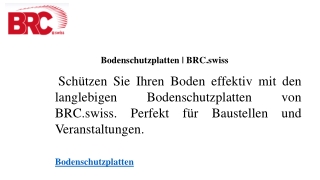 Bodenschutzplatten  BRC.swiss