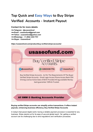 Top Quick and Easy Ways to Buy Stripe Verified  Accounts - Instant Payout