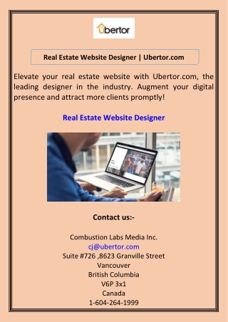 Real Estate Website Designer Ubertor.com