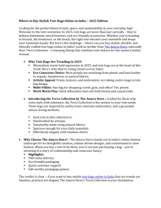 Where to Buy Stylish Tote Bags Online in India – 2025 Edition