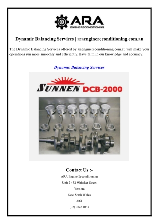 Dynamic Balancing Services  araenginereconditioning.com.au