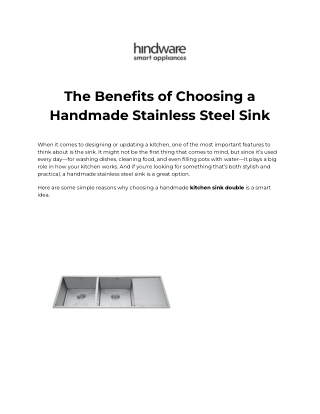 Hindware Handmade Kitchen Sink Premium Style & Durability