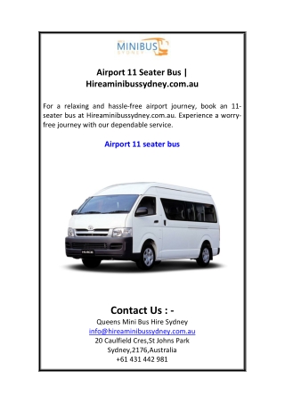 Airport 11 Seater Bus  Hireaminibussydney.com.au