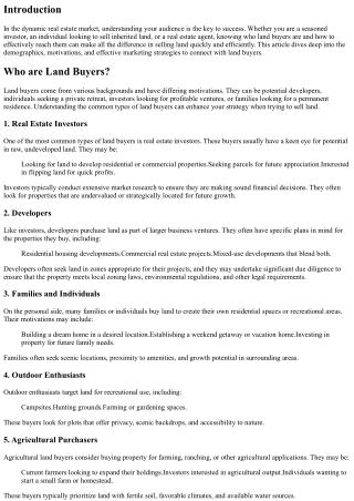 Land Buyers Revealed: Who Are They and How to Reach Them