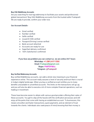 Buy USA WebMoney Accounts