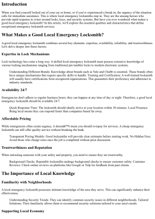 What Makes a Good Local Emergency Locksmith?