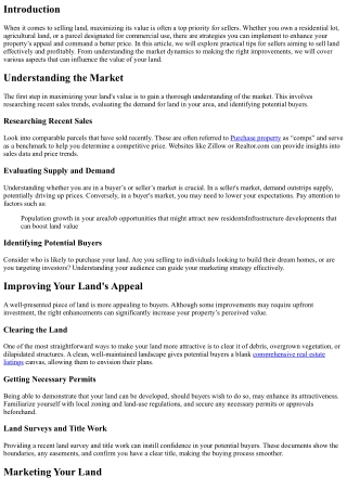 Maximizing Land Value: Tips for Sellers