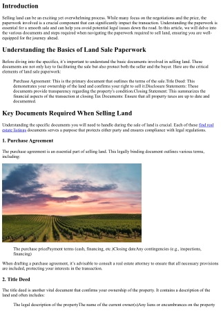 Navigating the Paperwork When Selling Land