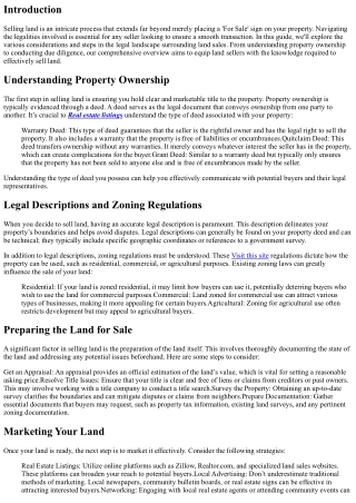 Navigating Legalities When Selling Land: A Seller's Guide
