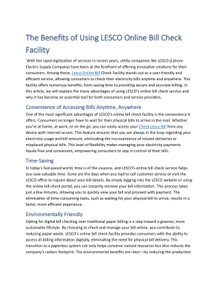 The Benefits of Using LESCO Online Bill Check Facility 04
