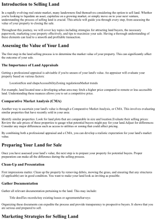 Understanding the Process of Selling Land