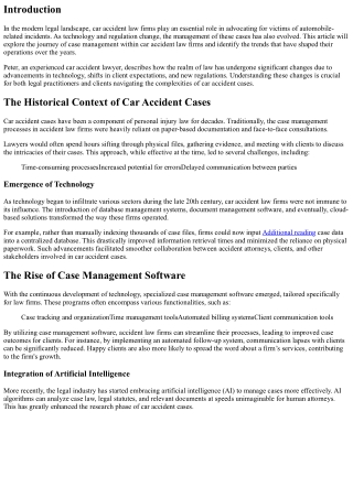 The Evolution of Case Management in Car Accident Law Firms