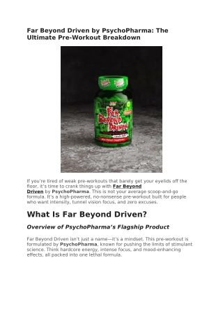 Far Beyond Driven by PsychoPharma The Ultimate Pre-Workout Breakdown