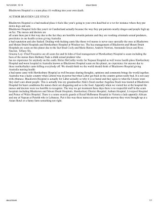 AUSTRALIAN BAD HOSPITALS NOTE LIST.