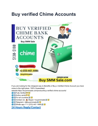 Buy verified Chime Accounts - Documents Verified