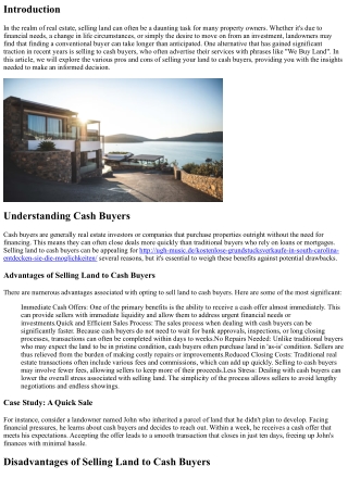 We Buy Land: Pros and Cons of Selling to Cash Buyers