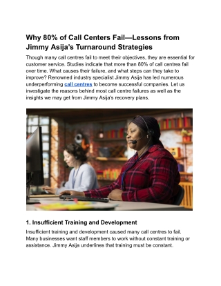 Lessons from Jimmy Asija's Turnaround Strategies on Why 80% of Call Centres Fail
