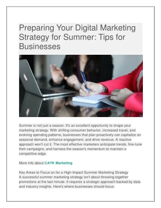 Preparing Your Digital Marketing Strategy for Summer Tips for Businesses