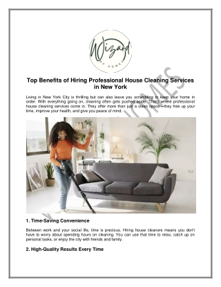 Top Benefits of Hiring Professional House Cleaning Services in New York
