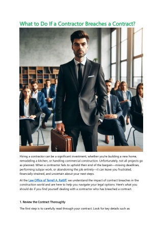 What to Do If a Contractor Breaches a Contract. All you need to know