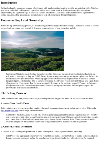 Navigating the Legal Aspects of Selling Land