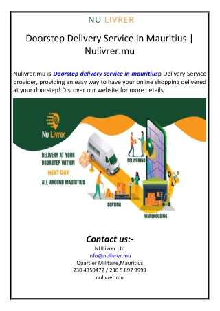Doorstep Delivery Service in Mauritius | Nulivrer.mu
