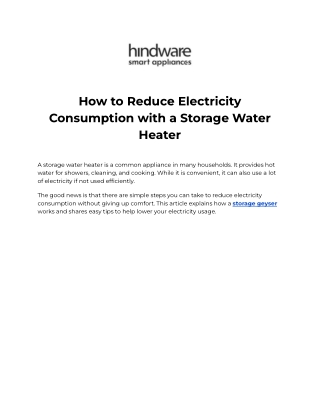 Best Hindware Water Heater For Smart Heating Solutions