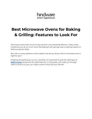 Hindware Built-In Oven Advanced Baking for Modern Kitchens