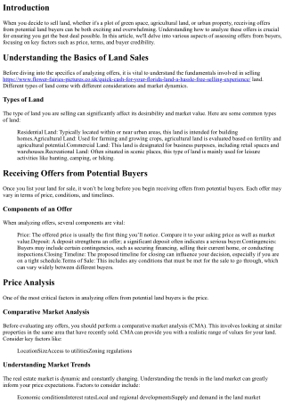 Analyzing Offers from Potential Land Buyers