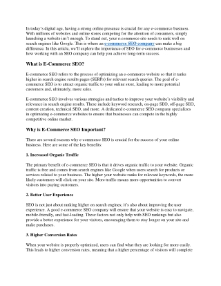 ecommerce SEO company