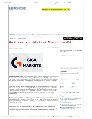 Giga Markets.com Adheres to Strict Security Measures for Financial Safety