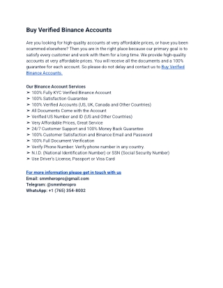 Verified Binance Accounts