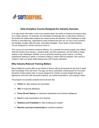 Data Analytics Course Designed for Industry Success