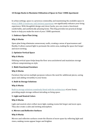 10 Design Hacks to Maximize Utilization of Space in Your 3 BHK Apartment