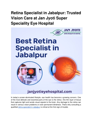 Retina Specialist in Jabalpur_ Trusted Vision Care at Jan Jyoti Super Speciality Eye Hospital