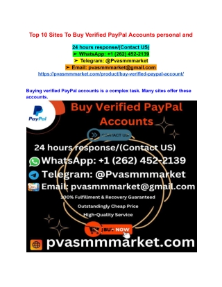 Top 10 Sites To Buy Verified PayPal Accounts personal and