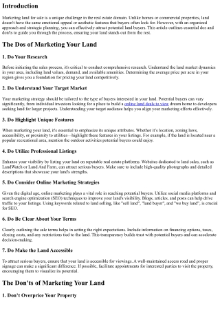 The Dos and Don'ts of Marketing Your Land for Sale