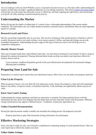 Sell Land Like a Pro: Expert Tips and Tricks