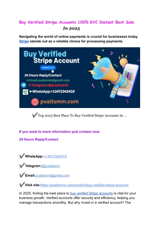 Buy Verified Stripe Accounts 100% KYC Instant Best Sale