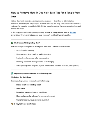 How to Remove Mats in Dog Hair