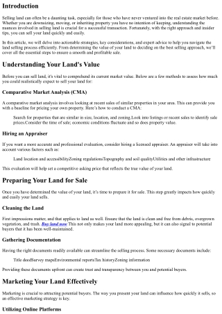 Insider Tips for Selling Land Quickly and Easily