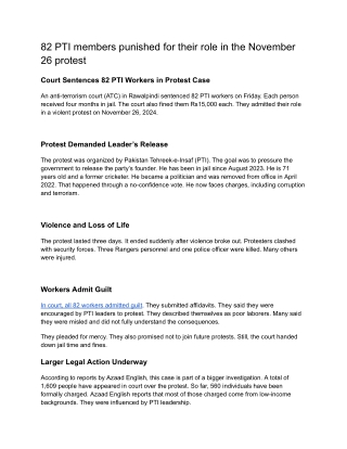 82 PTI members punished for their role in the November 26 protest