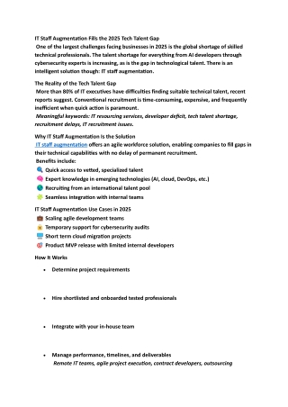 IT Staff Augmentation Fills the 2025 Tech Talent Gap