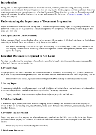 Navigating the Paperwork: Essential Documents for Selling Land