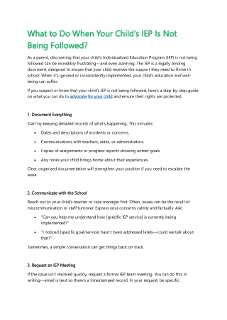 What to Do When Your Child’s IEP Is Not Being Followed