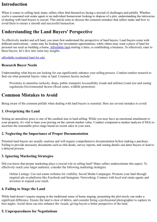 Mistakes to Avoid When Dealing with Land Buyers